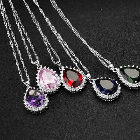 Explosion Style Fashion Item Simple Inlaid Aaa Zircon Drop Necklace