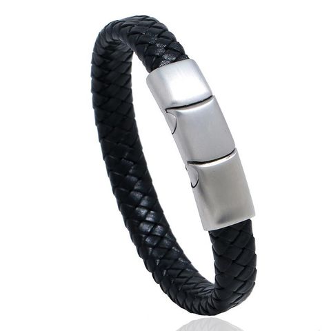 Heiß Verkaufte Europäische Und Amerikanische Kreative Stahl Farbe Edelstahl Herren Leder Armband Magnetischer Titan Stahl Schmuck