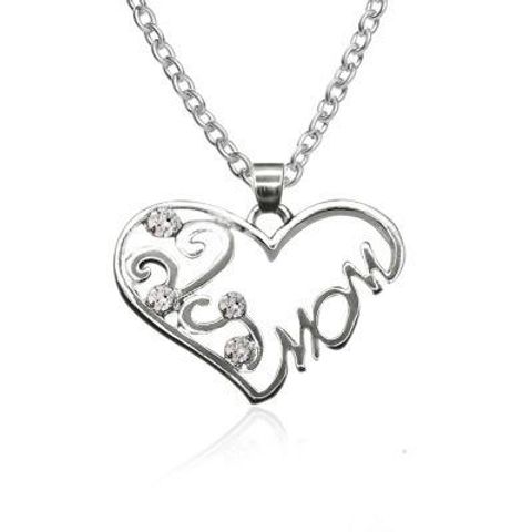 Außenhandel Heiße Halskette Einfache Herzförmige Diamant Eingelegte Englische Buchstaben Mom Mutter Halskette Schlüsselbein Kette Muttertag Geschenk