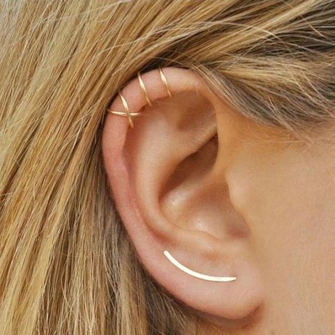 Best Selling Simple Cross Ear Clip Female Personality Double C Cartilage U-shaped Double Pierced Earrings