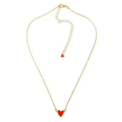 Korean Red Love Necklace Dripping Double Peach Heart Necklace Clavicle Chain Heart Necklace Wholesale