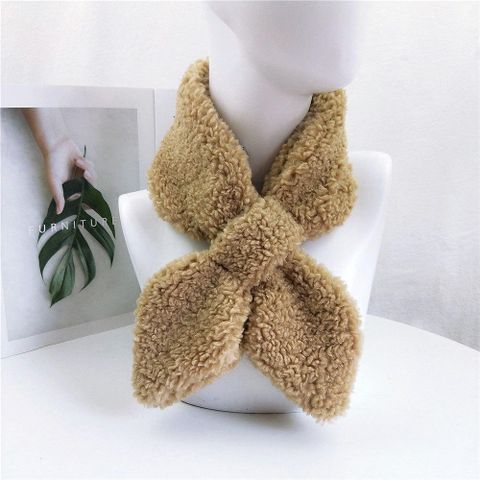 Pointed Cross Solid Color Scarf Female Winter Thick Couple Curl Plush Scarf Student Warm Scarf