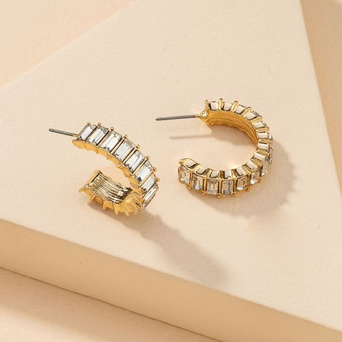 Fashion 1 Pair Of Diamond C-shaped Earrings
