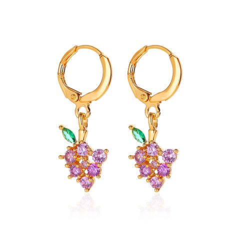 Fruit Plating Copper Artificial Gemstones Earrings