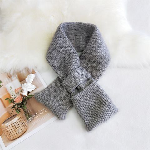 Bags Pure Color Cross Socket Knitted Wool Scarf
