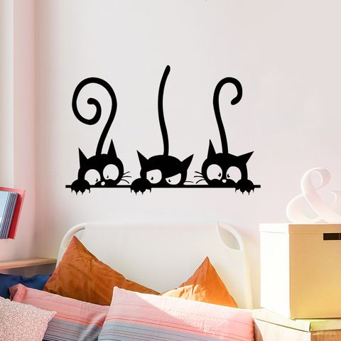 Funny Cats Living Room Bedroom Children's Room Wall Stickers Decorative Painting
