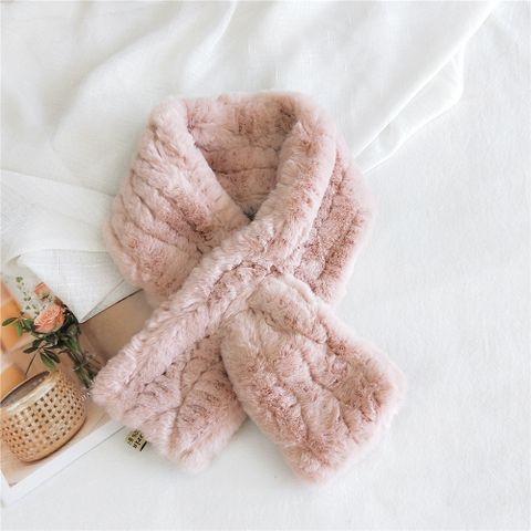 Pure Color Line Plush Korean Long Thickened Warm Double-sided Scarf