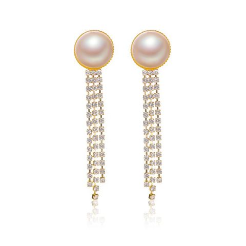 Baroque Style Long Pearl Claw Chain Tassel Earrings