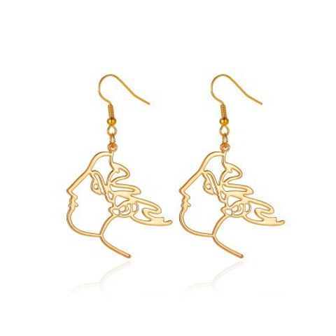 Simple Hollow Portrait Fashion Fun Abstract Face Line Earrings