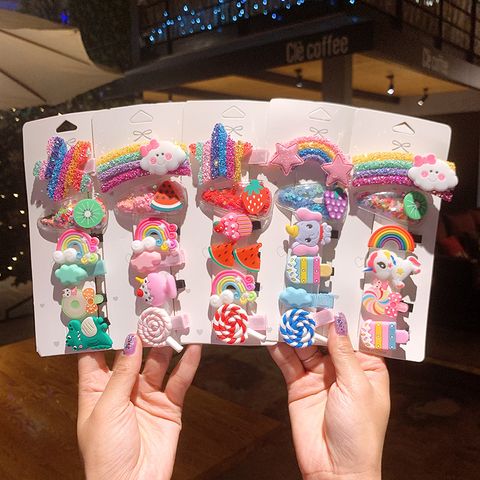 Niedliche Bonbonfarbe Regenbogen-haarnadel Der Koreanischen Kinder