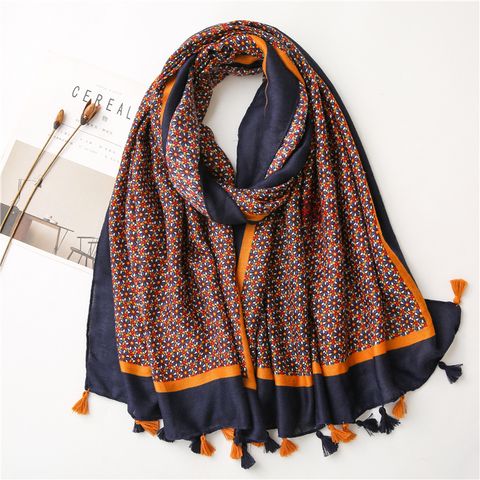 Retro Ethnic Style Small Flower Creative Cotton And Linen Scarf