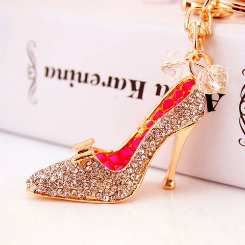 Korean  Creative Diamond-studded Crystal High Heels Car Keychain