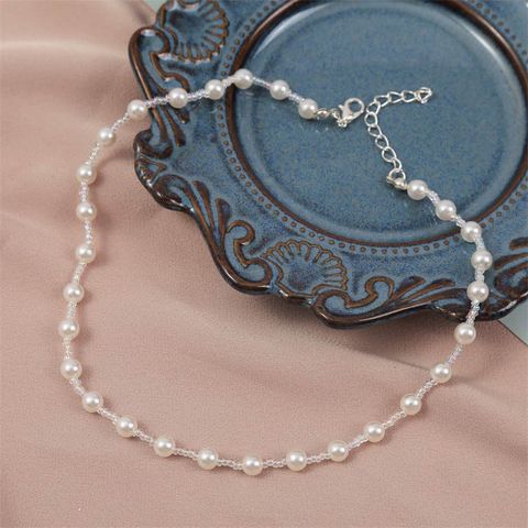Korean  Cute Hand-woven Pearl Necklace