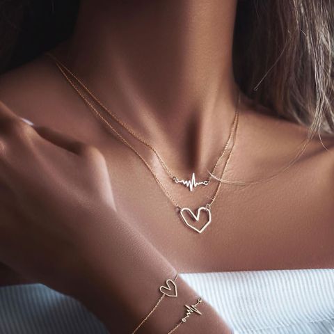 Simple Style Heart Alloy Wholesale Necklace