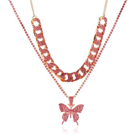 Double-layer Big Butterfly Exaggerated Diamond Necklace