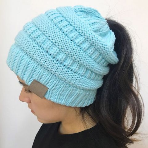 Gorro De Lana De Color Puro Tejido