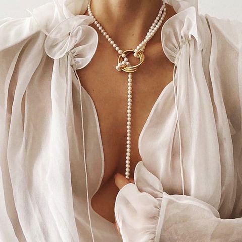 Geometric Metal Pearl Fashion All-match Necklace