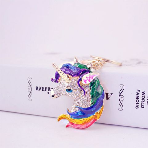 Creative Cute Dripping Oil Craft Unicorn Diamond Car Keychain