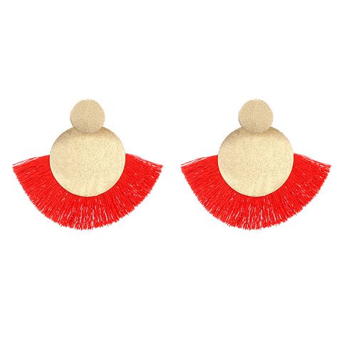 Ethnic Style Exaggerated Long Red Tassel Earrings