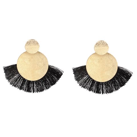 Ethnic Style Exaggerated Long Red Tassel Earrings