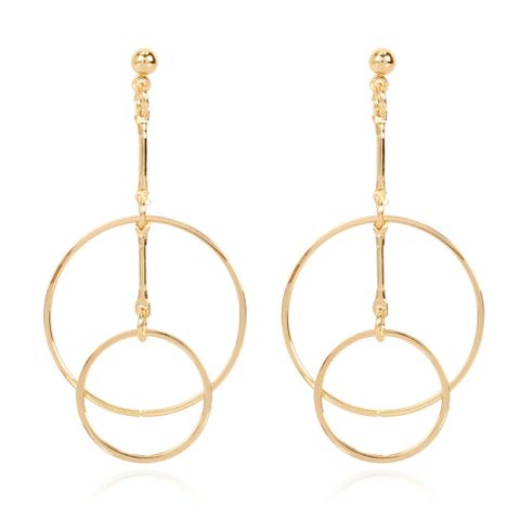 Alloy Geometric Ring Interlocking Gold Earrings