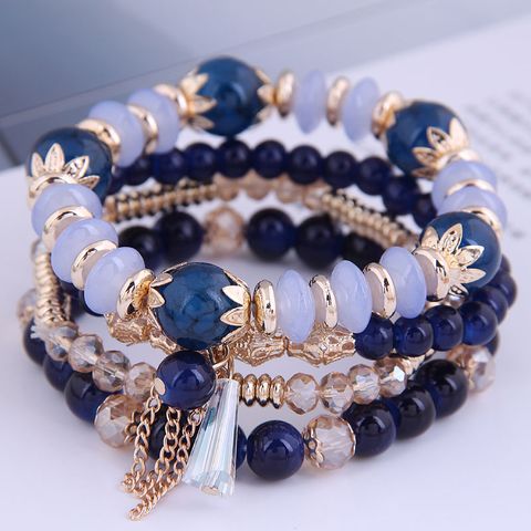 Bracelet Multicouche De Perles De Cristal Simples À La Mode