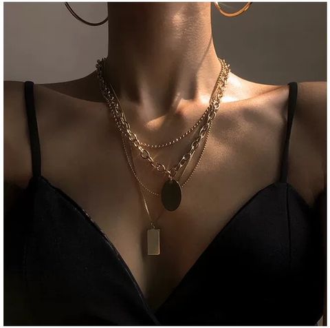 Titan Stahl 18 Karat Vergoldet Mode Überzug Geometrisch Halskette
