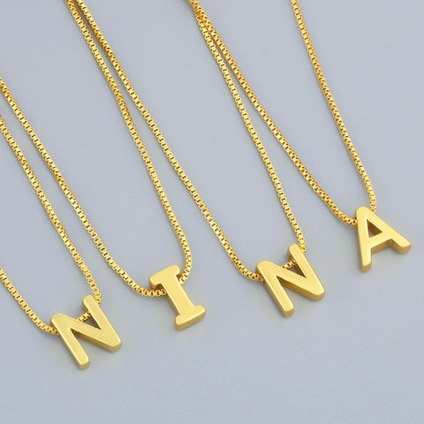 Fashion Letter Copper 18k Gold Plated Necklace In Bulk