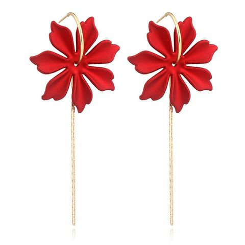 Fashion Geometric Leaf Plating Alloy Drop Earrings