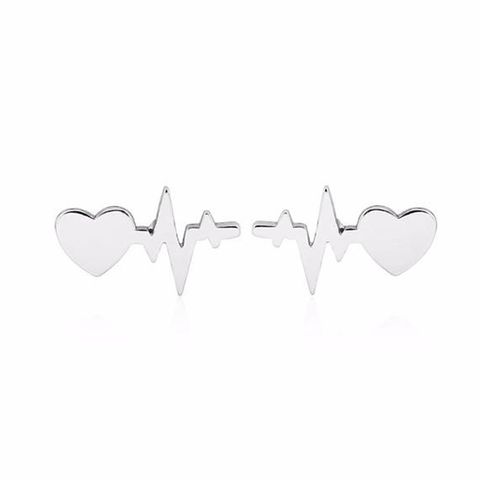 Pendientes Ecg Corazón Melocotón