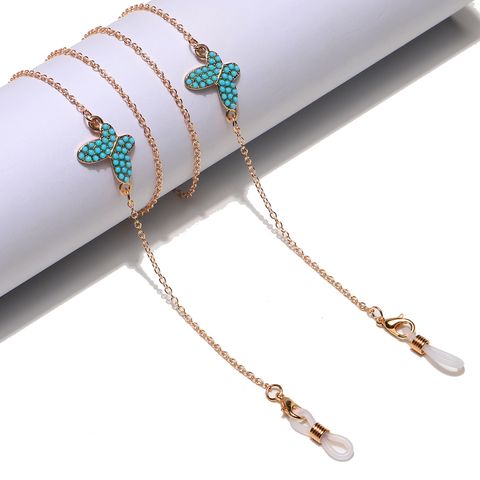 Punk Golden Turquoise Butterfly Glasses Chain