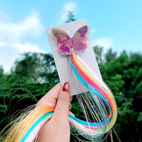 Colorful Wig Braid Unicorn Butterfly Cartoon Hairpin
