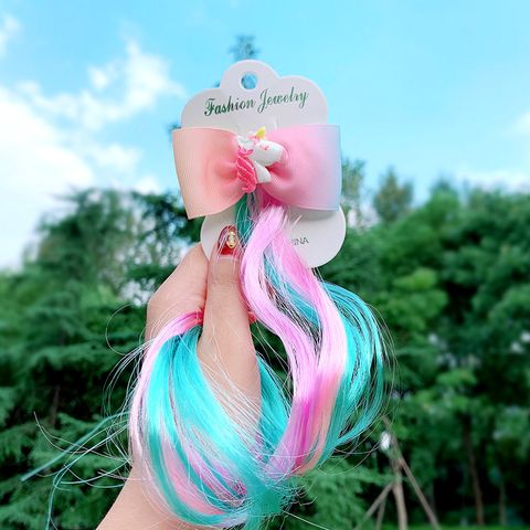 Colorful Wig Braid Unicorn Butterfly Cartoon Hairpin