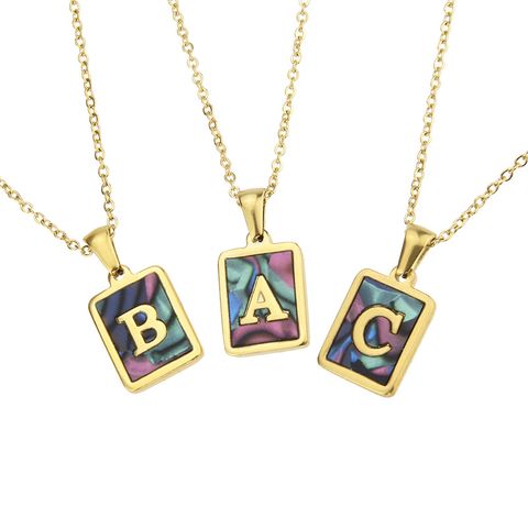 Wholesale Simple Style Letter Titanium Steel Copper 18K Gold Plated Necklace