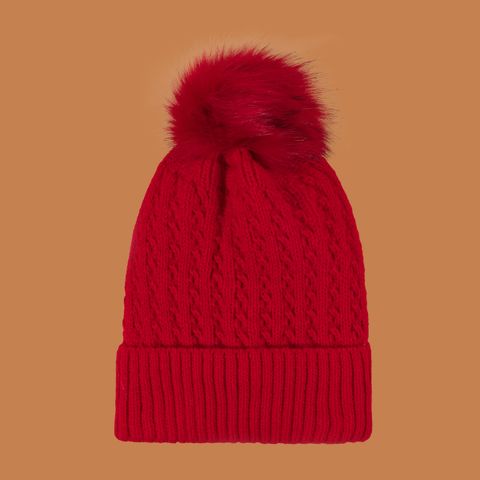 Pure Color Hemp Pattern Wool Ball Hat