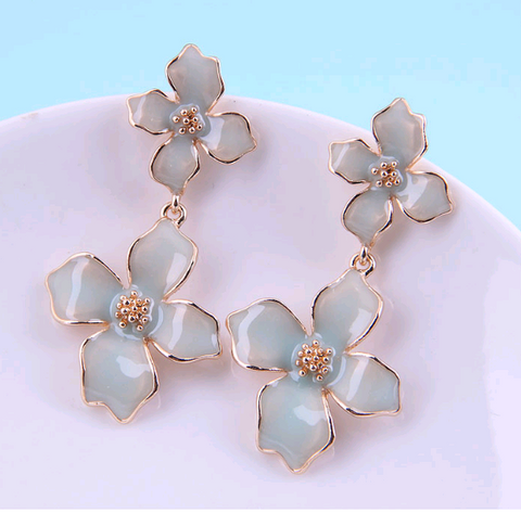 925 Silver  Korean Fashion  Flower Exaggerated Earrings