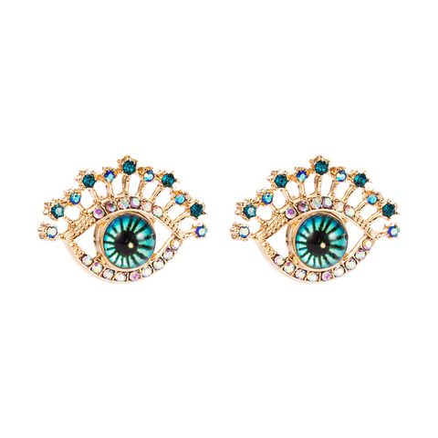 Fashion Blue Devil's Eye Alloy Diamond Retro Earrings
