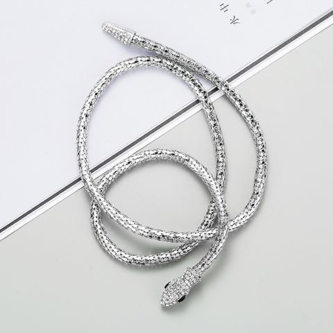 Creative Exaggerated Snake-shaped Hollow Alloy Inlaid Rhinestone Necklace