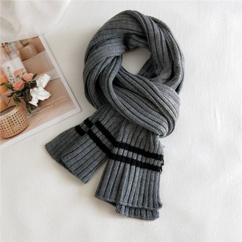 Striped Two-color Wool Knitted Scarf