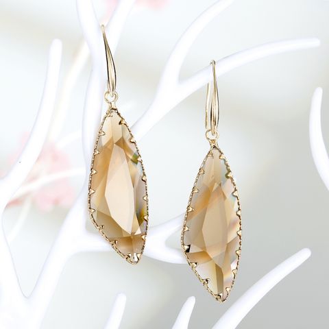 Fashion Geometric Long Water Drop Crystal Earrings