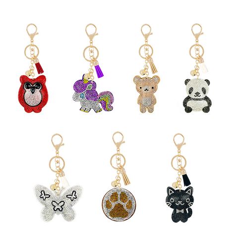 New Animal Series Korean Velvet Diamond Keychain