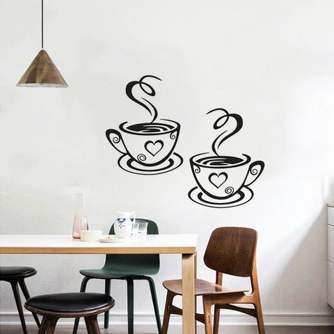 A Pair Of Coffee Cup Printing Wall Stickers