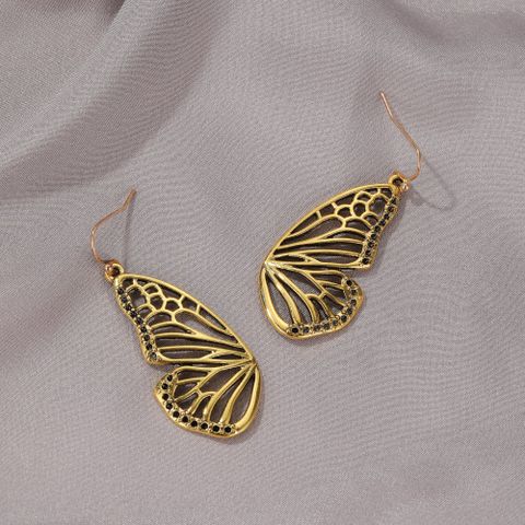 Gold Butterfly Pendant Earrings