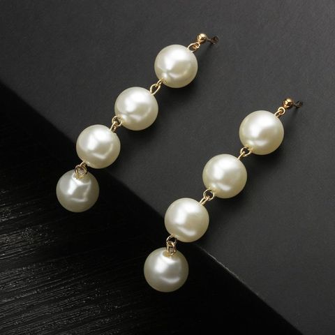 Exaggerated Large Pearl Tassel Long Earrings Female Pearl Earrings