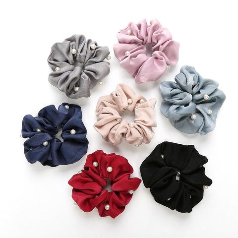 Korean Cloth Art Headdress Pearl Hair Band Tying Hair Rubber Band Large Intestine Hair Rope Holster Flower Hair Accessories Wholesale