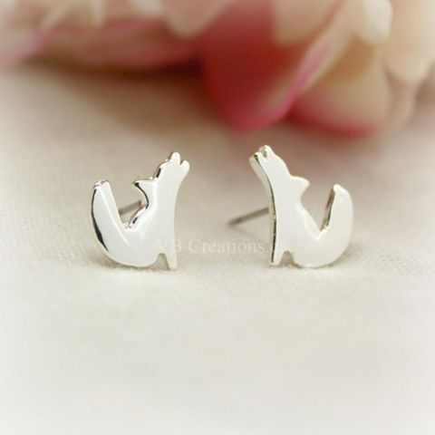 Cute Little Wolf Earrings Alloy Plating Cartoon Wolf Earrings Gold And Silver Animal Earrings Wholesale