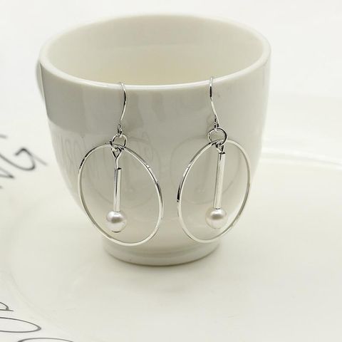 Fashion Cylindrical Pearl Earrings Circle Earrings Earrings Gold And Silver Hollow Geometric Circle Earrings