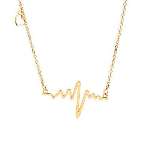 Wave Clavicle Chain Ecg Necklace Heart Frequency Pendant Necklace Heart Chain Necklace Wholesale