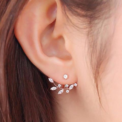Fashion Girls Jewelry Wholesale Diamond Crystal Earrings Branches Back Hanging Zircon Earrings