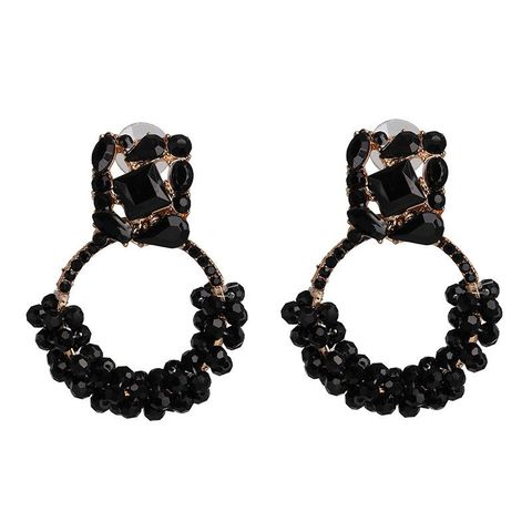 Fashion Geometric Inlaid Pearls Alloy Acrylic Earrings Ear Studs